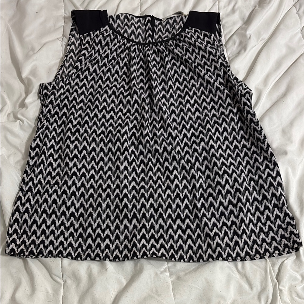 Calvin Klein Black and White Sleeveless Boxy Blouse